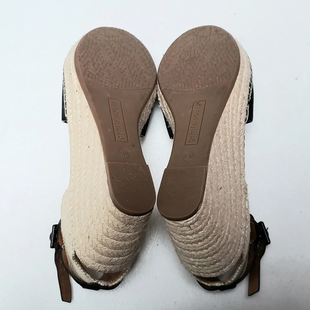Kenneth Cole Leather Black Strap 8.5 Wedge Sandals - Picture 8 of 8